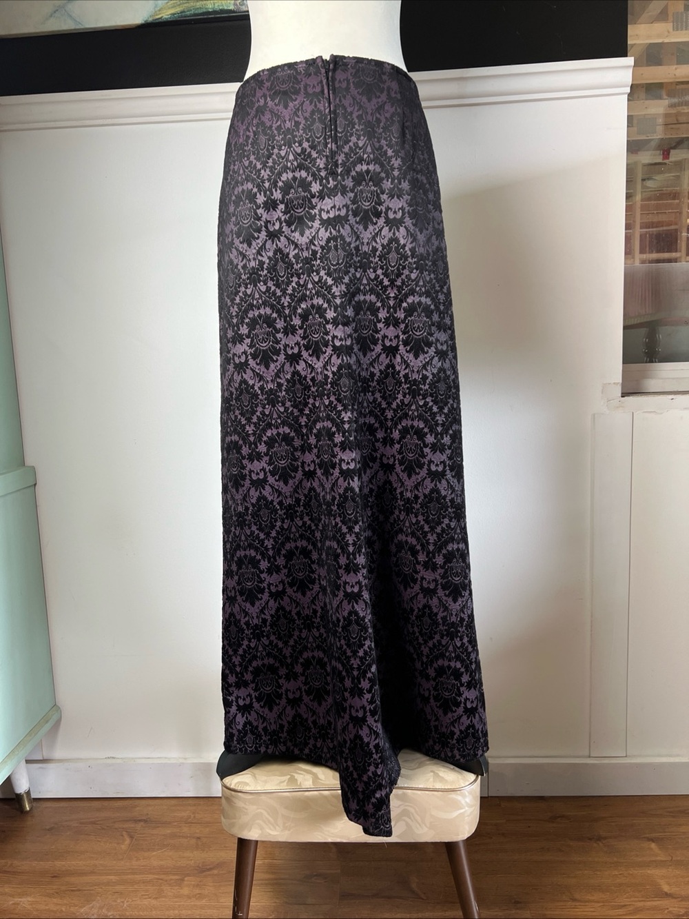 Lip Service Quoth the Raven Black Purple Damask Fishtail Mermaid Y2K Goth Skirt - Picture 3 of 13